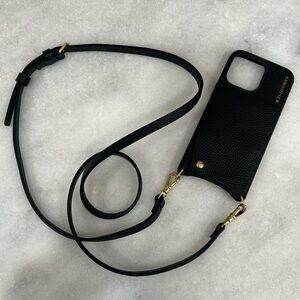 Like New Black Leather Emma Bandolier iPhone 15 Pro Max (black, gold)